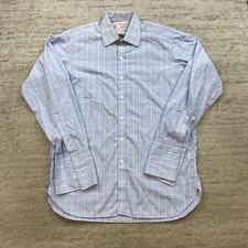 Turnbull  Asser Oxford Shirt 16 - 41 Blue White Red England French Flip Cuff
