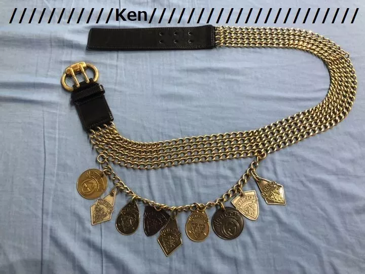 Chaîne CEINTURE GUCCI AUTHENTIQUE marque logo vintage rare collier or 2008 pièce médaille F/S