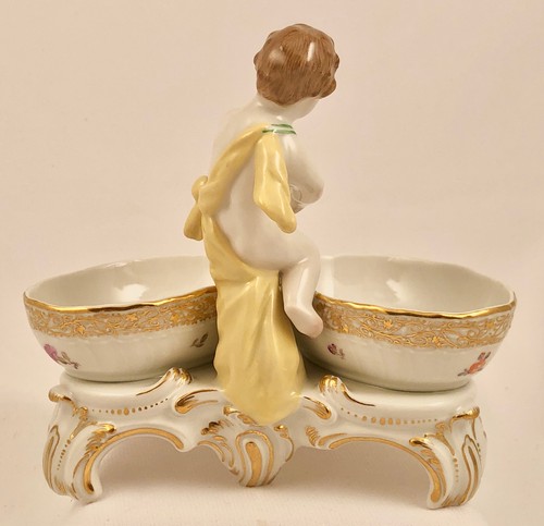 Antique KPM Double Salt Dish, Figural, Hand Painted, Cherub/Putti - Picture 3 of 10
