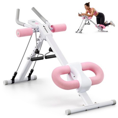 MERACH Adjustable Ab Trainer Bauchmuskeltrainer mit LCD Monitor Rosa verstellbar