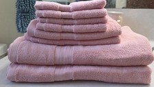 Ultra Soft 8 Pack Cotton Towel Set Bath Hand Wash Towels Quick Dry Pink