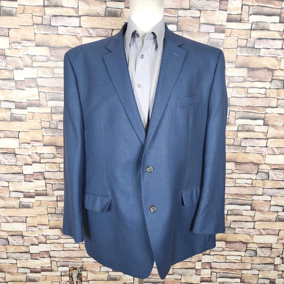 Chaqueta Blazer Izod Para Hombres 50R Azul MicroEspiga Doble Ventilación Mezcla de Lino Foto 2 de 4