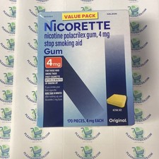 Nicorette Value Pack Original 4mg Gum Uncoated 170 Pieces New Sealed Exp 07 2027