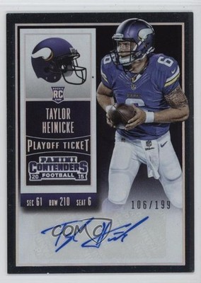 2015 Panini Contenders Playoff Ticket /199 Taylor Heinicke Rookie Auto RC 0m89