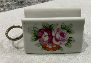 Vintage Floral Porcelain Bathroom TOOTHPASTE SQUEEZER Roller Porcelain Holder