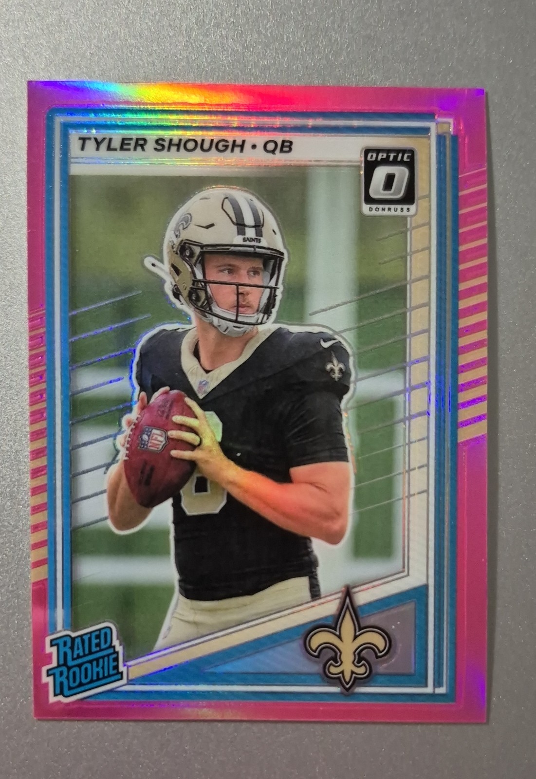 2025 Panini Donruss - Rated Rookie Tyler Shough #304 Optic Preview Pink Prizm