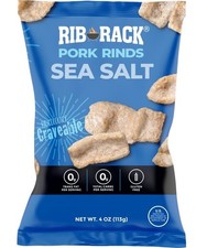 Rib Rack Pork Rinds SEA SALT 4oz Light Crunchy Low-Carb 1 Bag OCT 2026