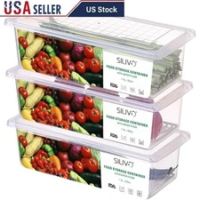 Produce Storage Containers Fridge BPA Free Plastic Fresh Keeper Vegetable Saver