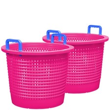 Large, Super Heavy Duty Fish Baskets. Pink with Blue Handles. Made in USA.