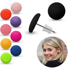Multicolore Tessuto Orecchini 12mm Acciaio Inox Pin da Donna Set Tondo Colorato