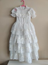 MARTHA'S MINIATURES We're Fussy Vintage Girl White Lace Dress Pageant Party 5