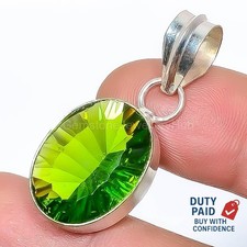 August Birthstone Natural Peridot 925 Sterling Silver Plated Birthday Pendant