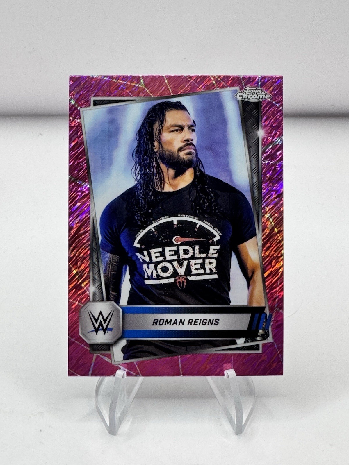 2025 Topps Chrome WWE Roman Reigns Pink Shimmer Refractor #3 Tribal Chief YTC