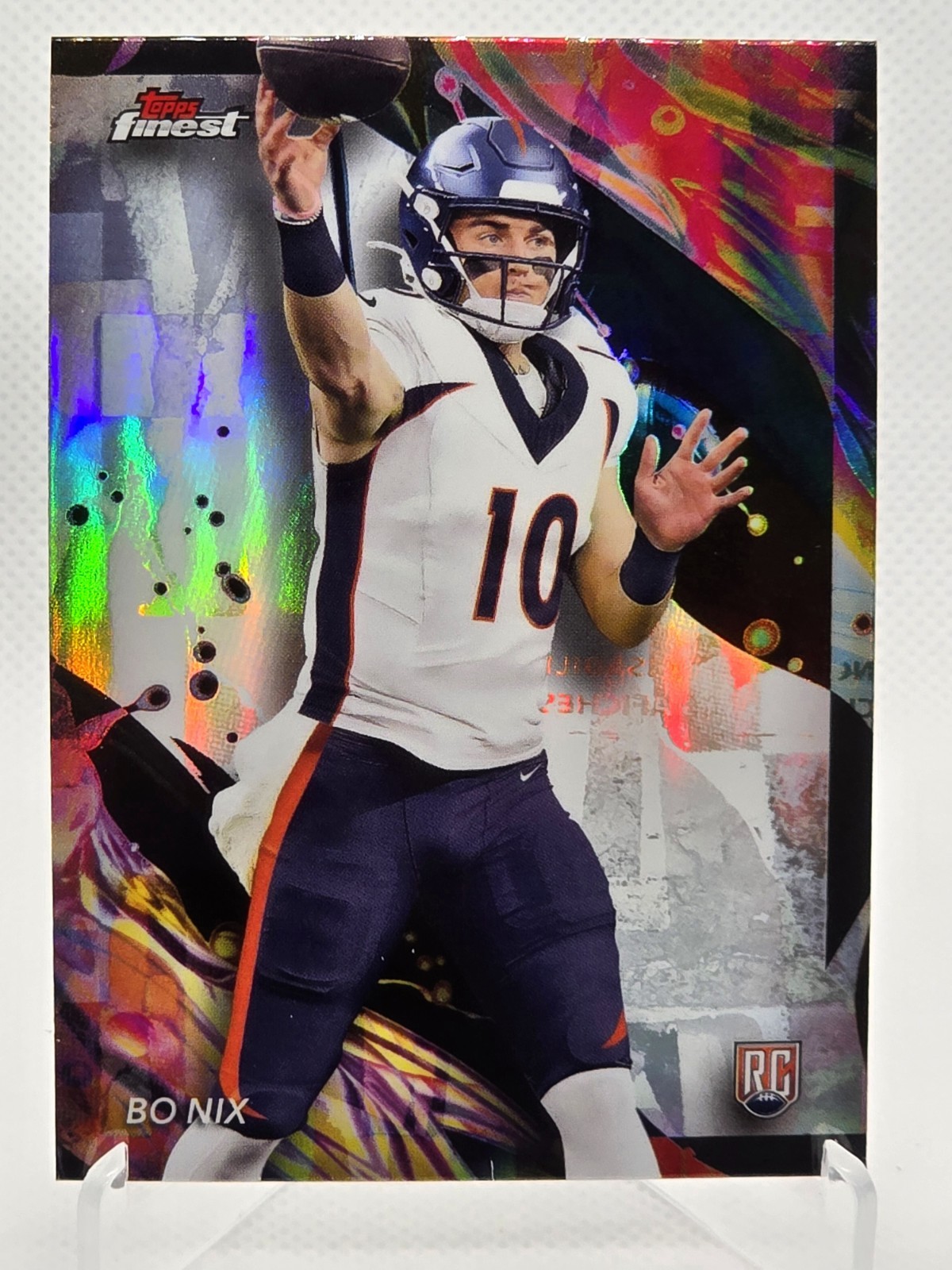2024 Topps Finest Bo Nix Uncommon #163 Refractor (RC) Denver Broncos