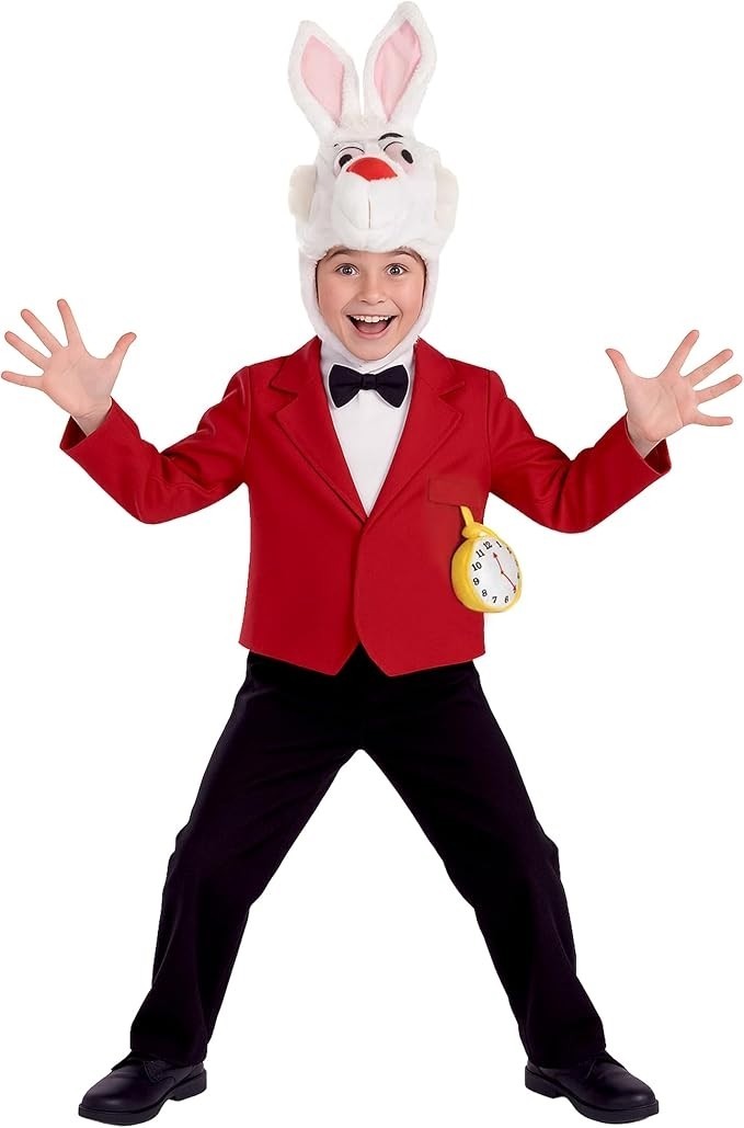 Childs White Mister Rabbit Alice Fancy Dress Book Week Costume Age 8-12 Yrs