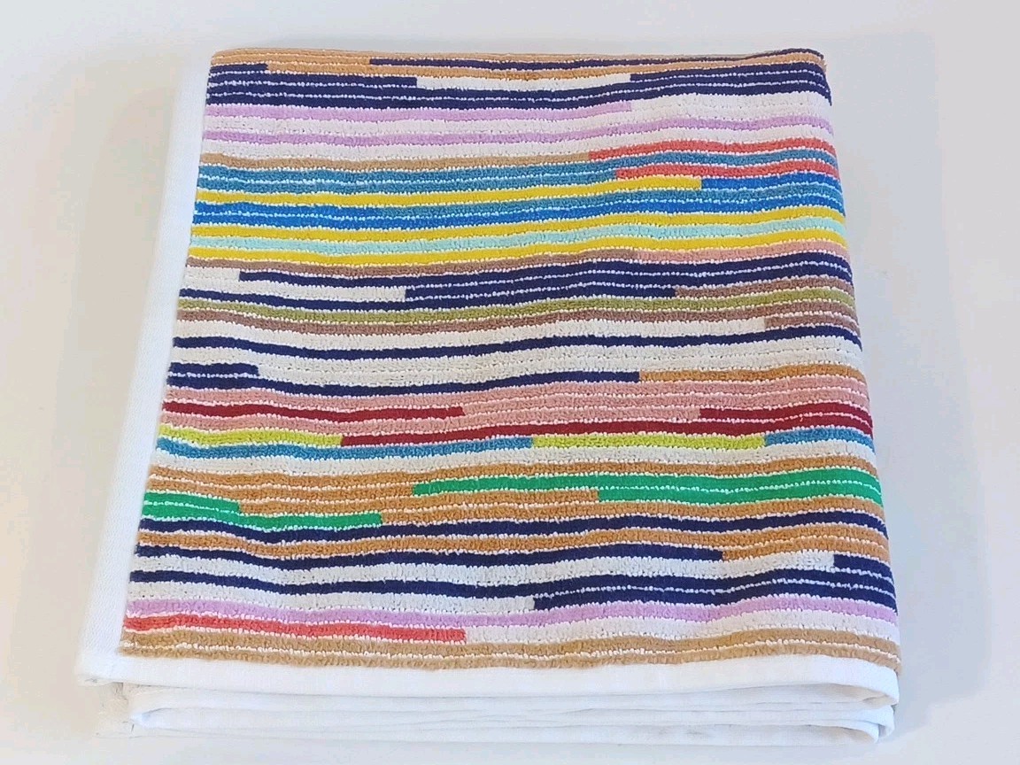Toalla de baño Missoni Home algodón ecológico 28"x45" multicolor a rayas melodía 160, nueva