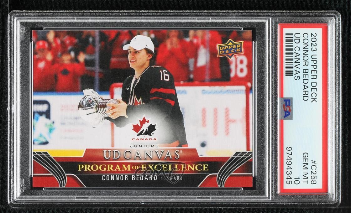 2023 Upper Deck UD Canvas Program of Excellence Connor Bedard PSA 10 Rookie RC view 1