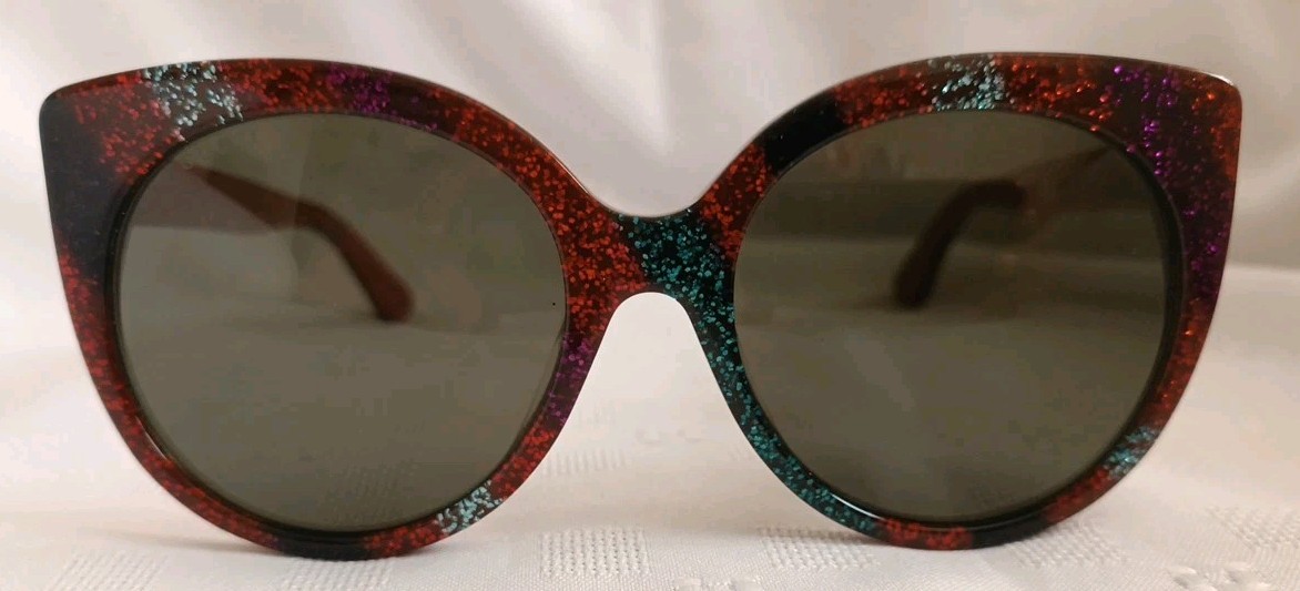 Gucci Women\'s Black Rainbow Glitter Sunglasses with Purple Velvet Case Gucci GG1547S Sunglasses main image 4