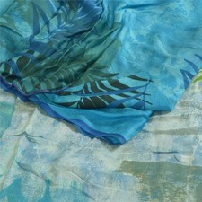 Sanskriti Vintage Sarees Indian Blue Blend Georgette Printed Sari Craft Fabric