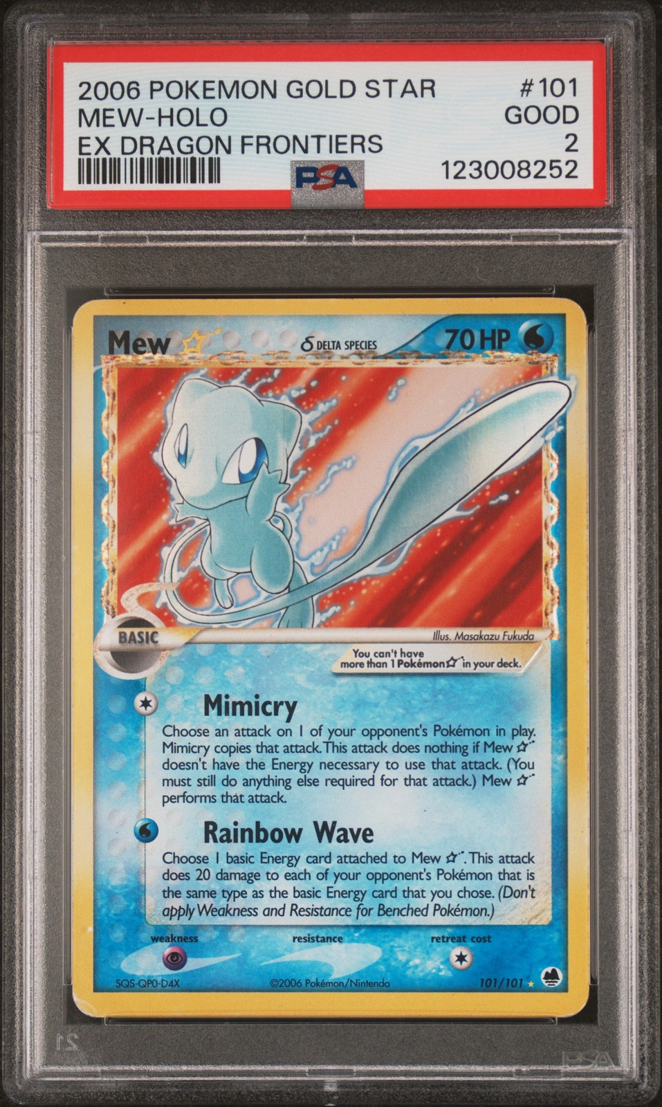 2006 POKEMON EX DRAGON FRONTIERS GOLD STAR #101 MEW-HOLO PSA 2