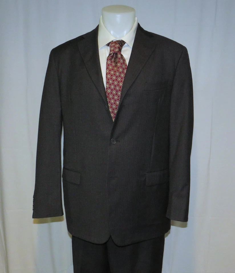 Vestimenta Charcoal Gray Striped Hand Made Three Button Suit 42R - Image 3 of 4