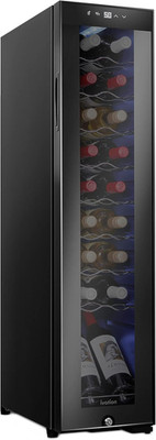 18-Bottle Wine Cooler with Lock & Digital Temp Control - Black Glass Door