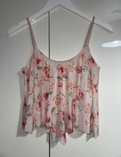 New Look Peach Cami Mesh Floral Layered Top Size UK 10