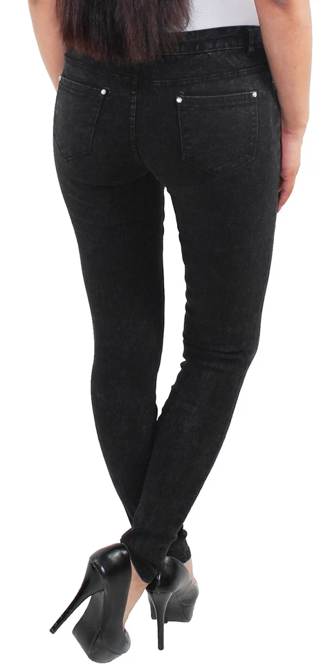 Damen Skinny Slim Fit Jeggings Treggings Leggings Hüfthose Stretch verwaschen - Bild 4 von 4