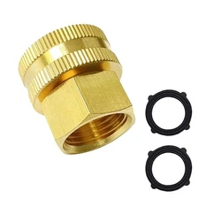 Brass Garden Hose Threaded 3/4 GHT Female to 1/2 NPT Female Fitting Connect, ...