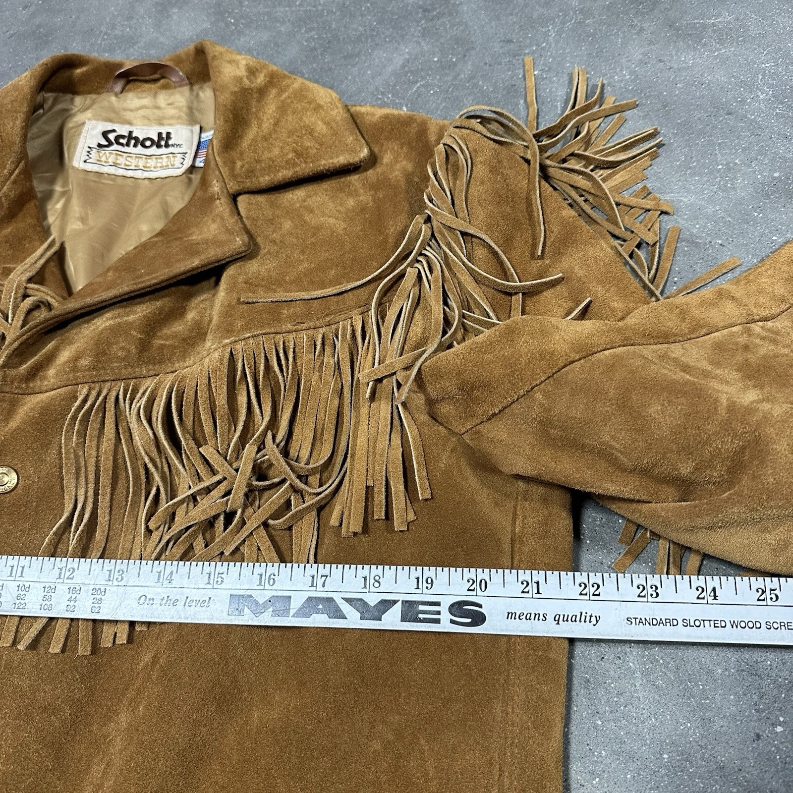 Vtg Schott NYC Western Fringe Suede Leather Jacket US… - Gem