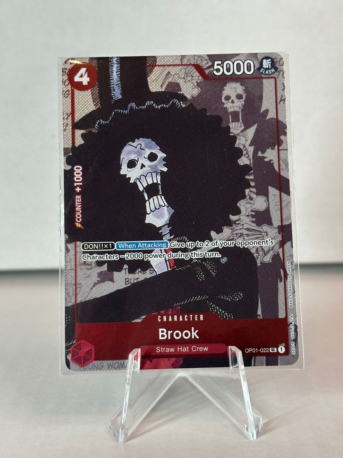 TCG de una pieza • Brook OP01-022 • Obra de arte alternativa • ENG/NM/Sellado