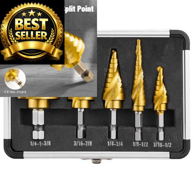 IRONANT Step Drill Bits, 5PCS Spiral Grooved HSS Titanium Bit... 