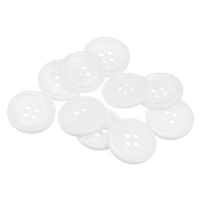 HARFINGTON 10pcs 40L Sewing Buttons 1''(25mm) Resin Round Flat 1''(25mm), White 