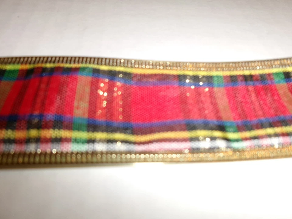 Member's Mark Wired Ribbon 1" Wide-Red Tartan plaid-10 Yards(H) - Image 3 of 3