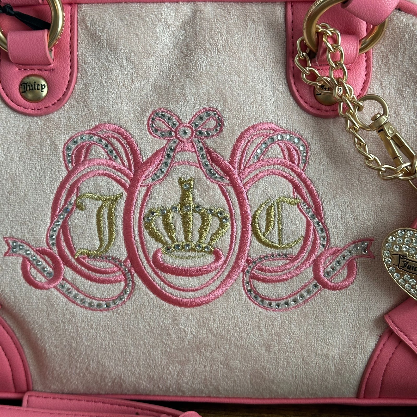 New Juicy Couture Lovers Club Pink Diamond Satchel Crossbody Hand Bag Viral image 3