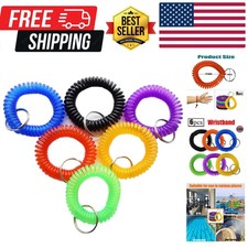 Pack of 6 Colorful Spring Spiral Wrist Coil Key Chain, Wristband Key Ring