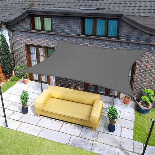 Tenda a Vela Quadrata 2.4 x 4.2 m 98% Protezione UV Tenda Sole Esterno Poliestere per Esterno Giardino Terrazza, Grigio Scuro