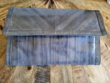 Blue Gray Eel Skin Vintage Purse w/ Zipper, Magnetic Closure, Detachable Strap
