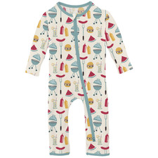 NWT Bamboo KICKEE PANTS Bamboo BBQ Barbeque Coverall 0-3m 6-9m 9-12m