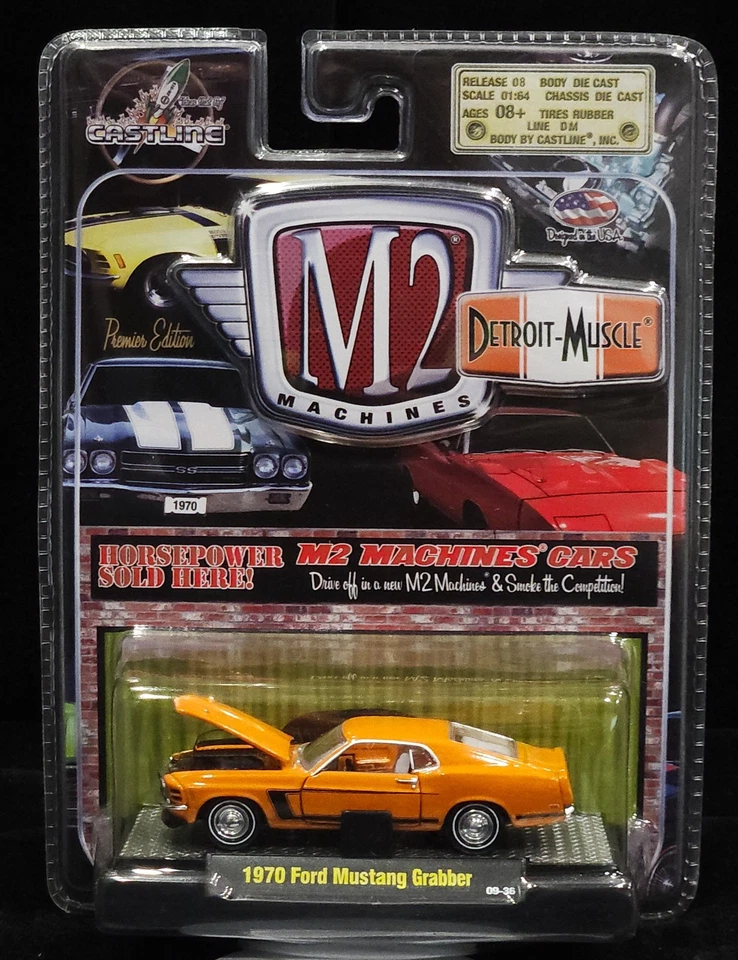 M2 Machines 70 1970 Ford Mustang Grabber Detroit Muscle Car Collectibl R08 09-36 - Image 2 of 2