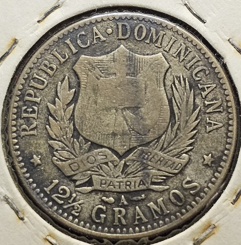 Moneta Argento 1897 Repubblica Dominicana 1/2 Peso KM#15 Low Mint 916k Buone Condizioni - Foto 2 di 11