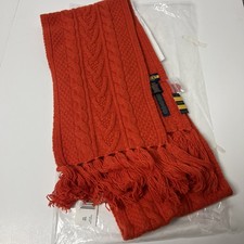 Rugby by Ralph Lauren Orange Merino Wool Crochet Scarf New With Tags