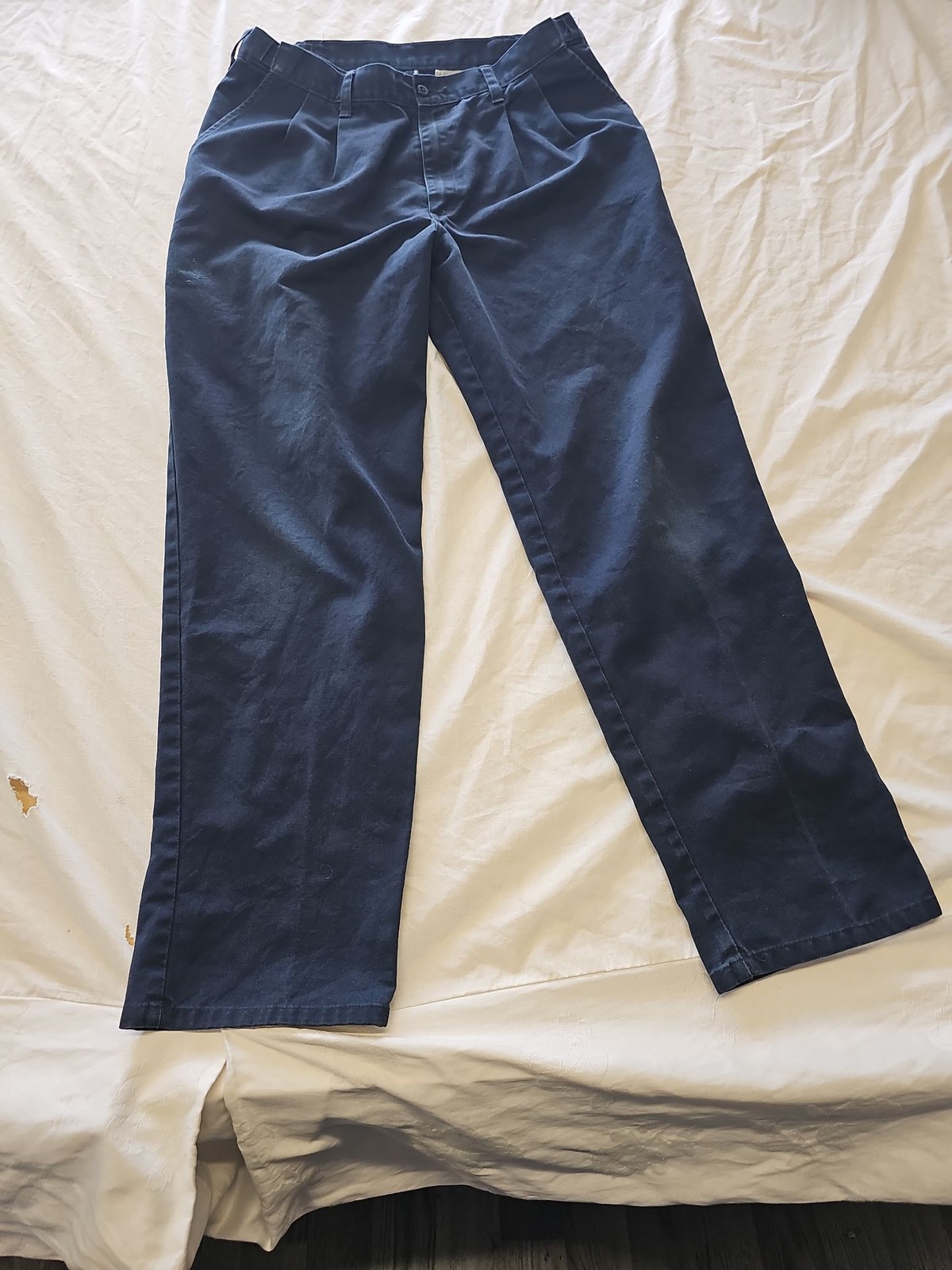 Genuine Dickies Men's Pleated Navy Work Trousers G581 W36 L32 image 3