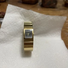 Movado Womens Wristwatch Gold Black Concerto 88 A1 1401 Sapphire Crystal