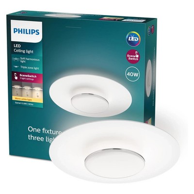 PHILIPS GARNET LED Deckenleuchte Weiß 40 W 4200 lm 2700 K Scene Switch weiß