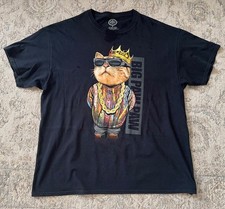 Big Paw Notorious Big Biggie Funny Cat Spoof Graphic T-shirt Black Size XL