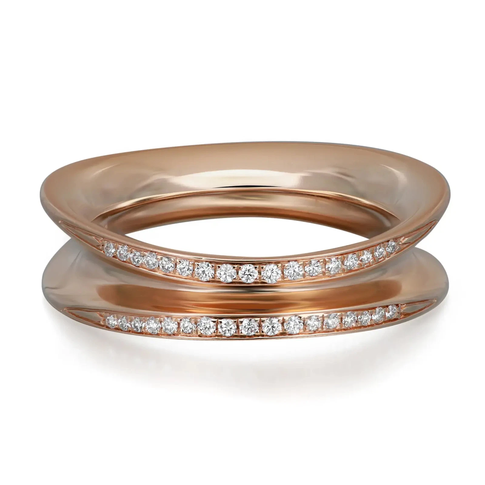 Chopard — Chopard Round Diamond Pinched Band Ring 18K Rose Gold 0.22Cttw 52 US 6