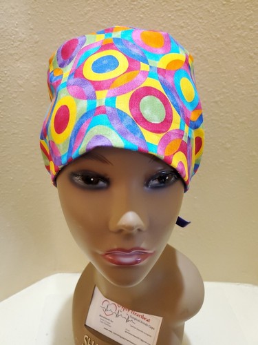 Sombrero/Gorra Exfoliante Quirúrgico Círculos Brillante Pixie Calavera Para Mujer Hecha a Mano - Imagen 4 de 9