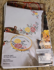 Tobin Stamped Pillowcase Pair for Embroidery, 20 by 30-Inch,Country Rose Classic