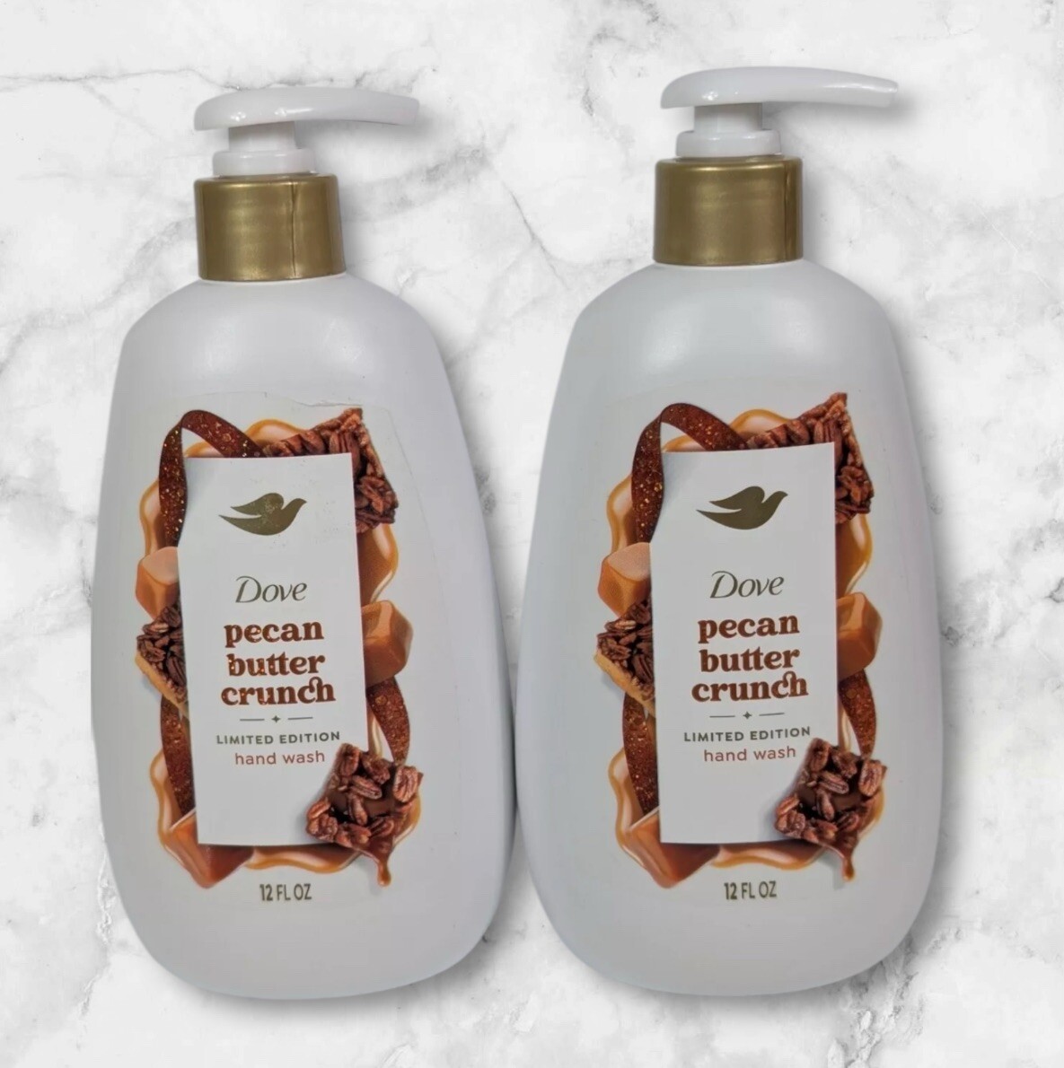 2 - Dove Holiday Treats PECAN BUTTER CRUNCH Hand Soap Limited 12 oz
